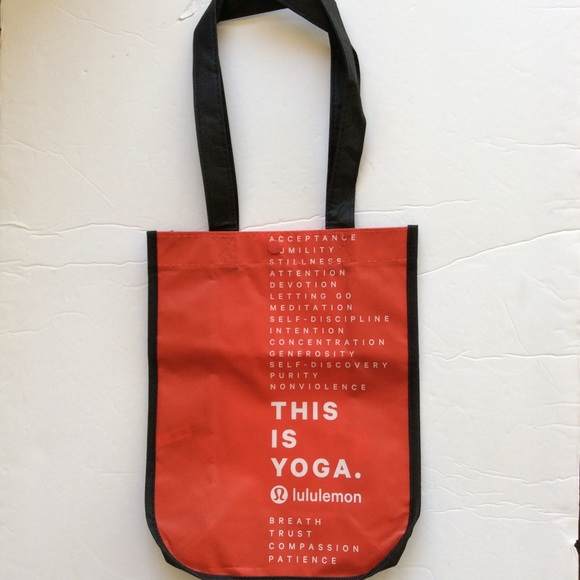 LULULEMON RED AND WHITE SMALL SHOPPING TOTE - Picture 2 of 7